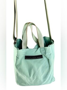 Mandarina Duck Canvas Tote with Dual Handles and Crossbody Strap in Mint Green